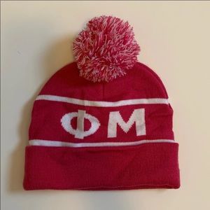 phi mu pom pom beanie hat